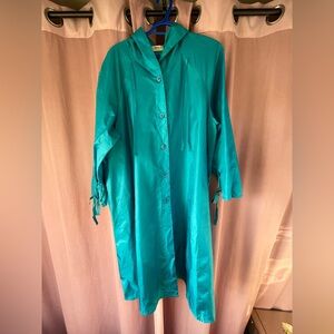 1980s Teal Button-Front Raincoat